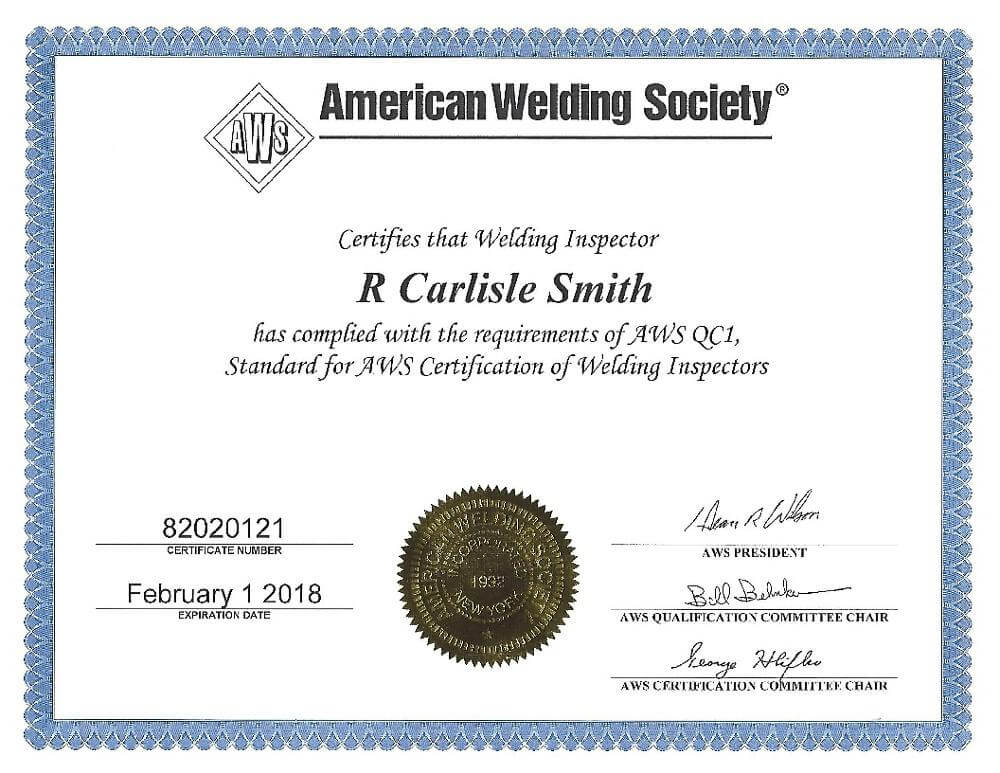 welding certifications list